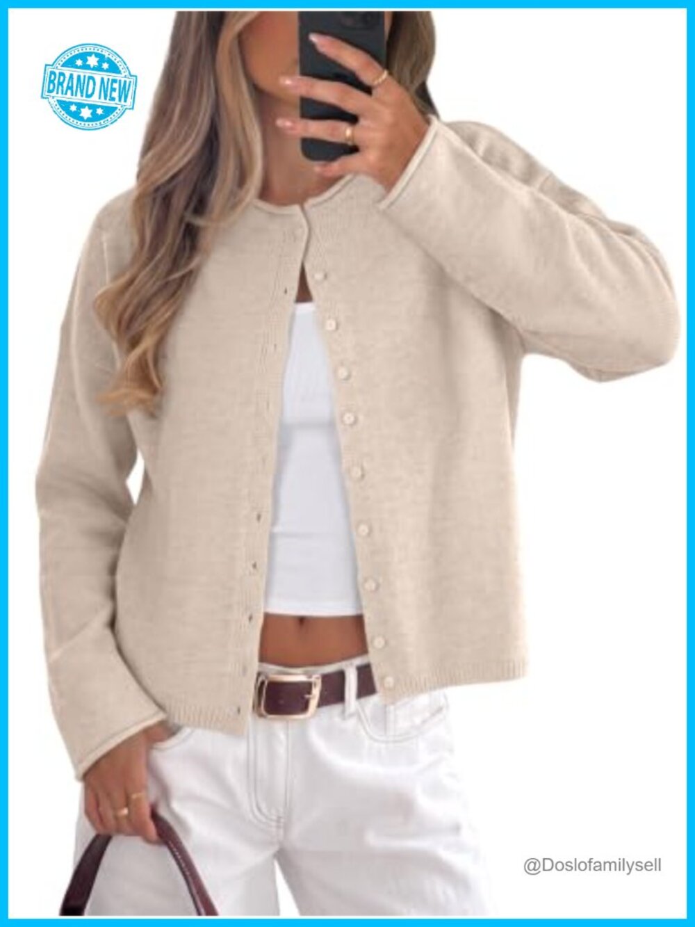 Women Button Down Long Sleeve Roll Neck Cardigan Sweater Oversized